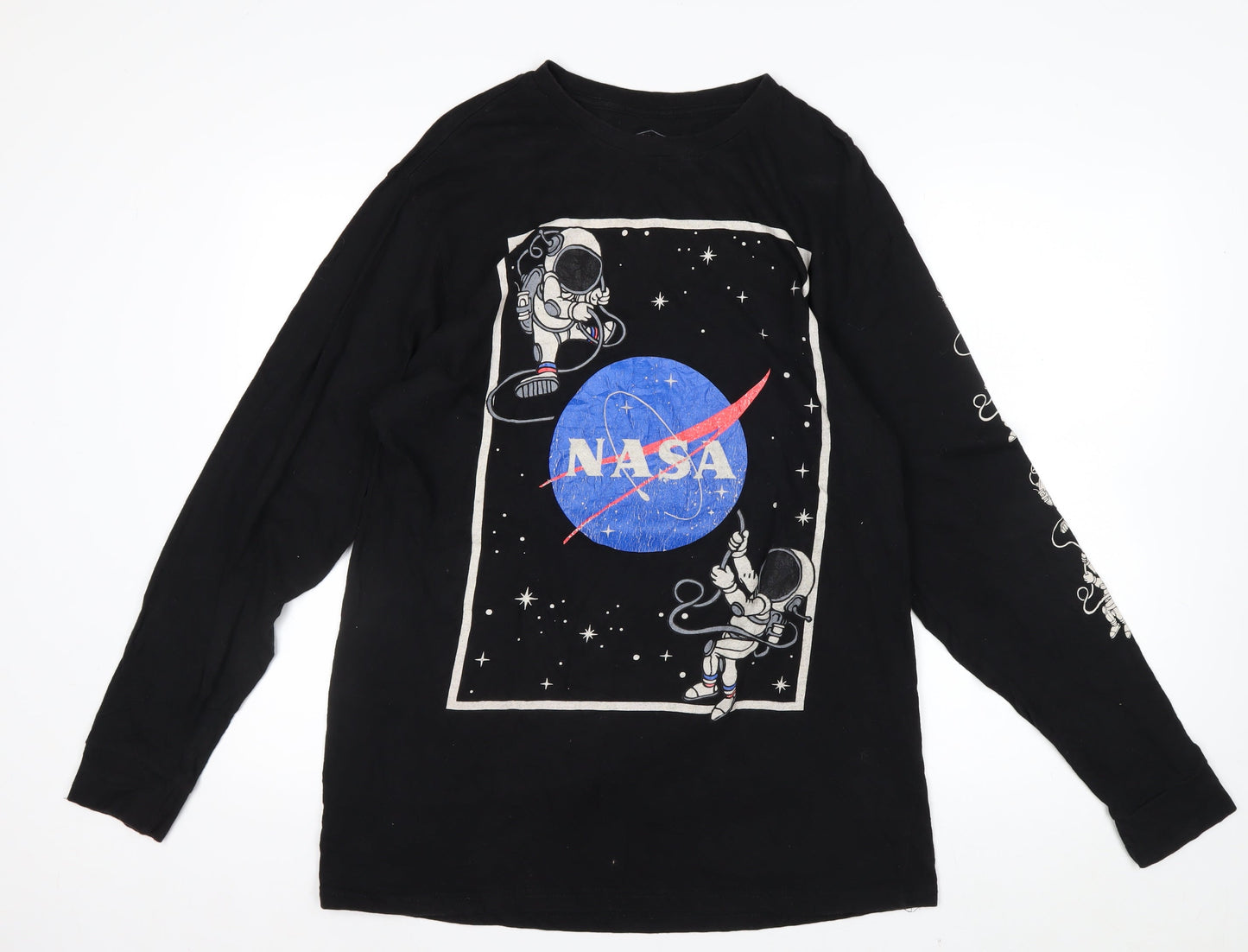 Eighty Eight Men's Black NASA Long Sleeve Graphic T-Shirt Size L