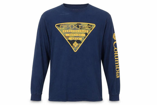 Columbia Men's Blue PHG Long Sleeve Cotton Hunting T-Shirt Size L