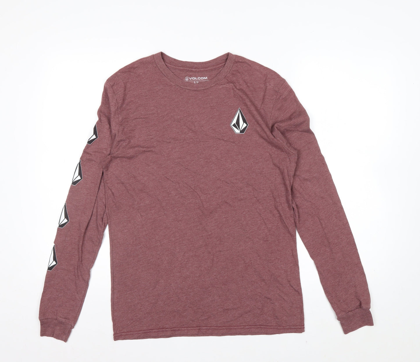 Volcom Men’s Red Long Sleeve Graphic Logo Crew Neck Top Size S