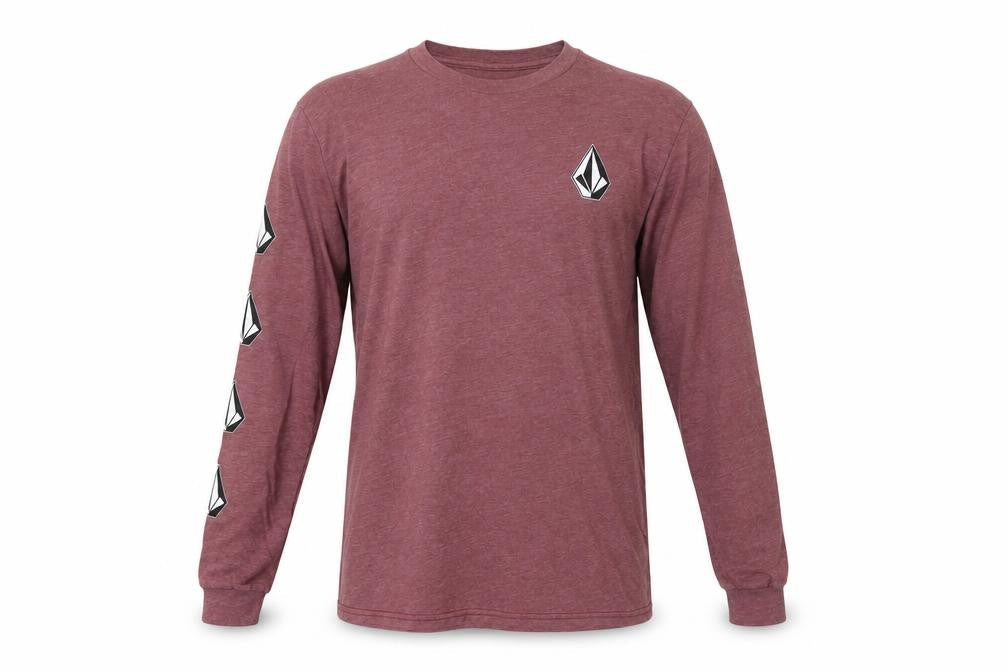 Volcom Men’s Red Long Sleeve Graphic Logo Crew Neck Top Size S