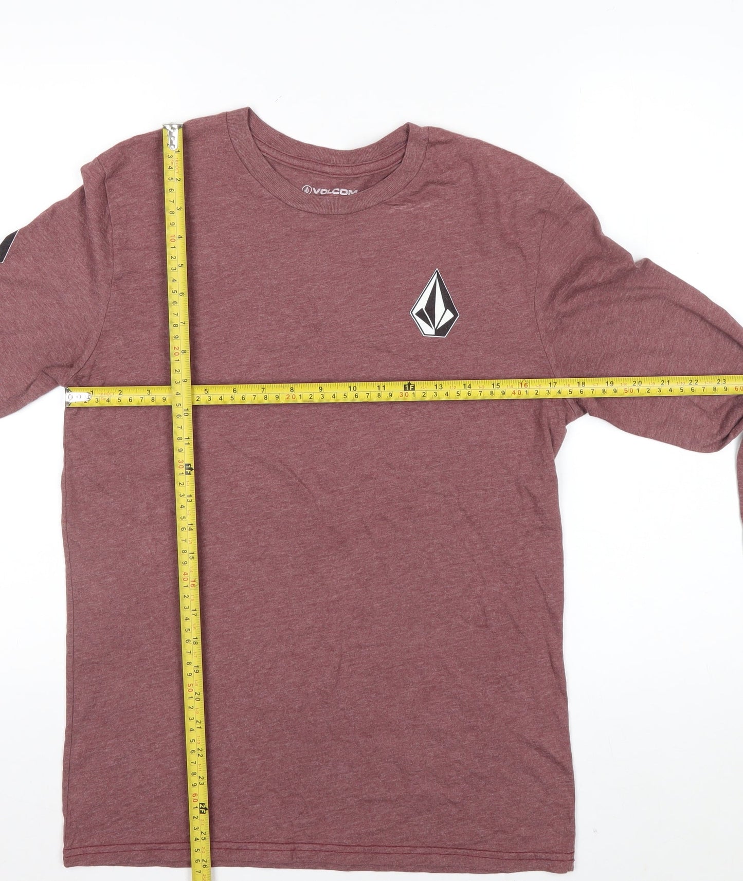 Volcom Men’s Red Long Sleeve Graphic Logo Crew Neck Top Size S