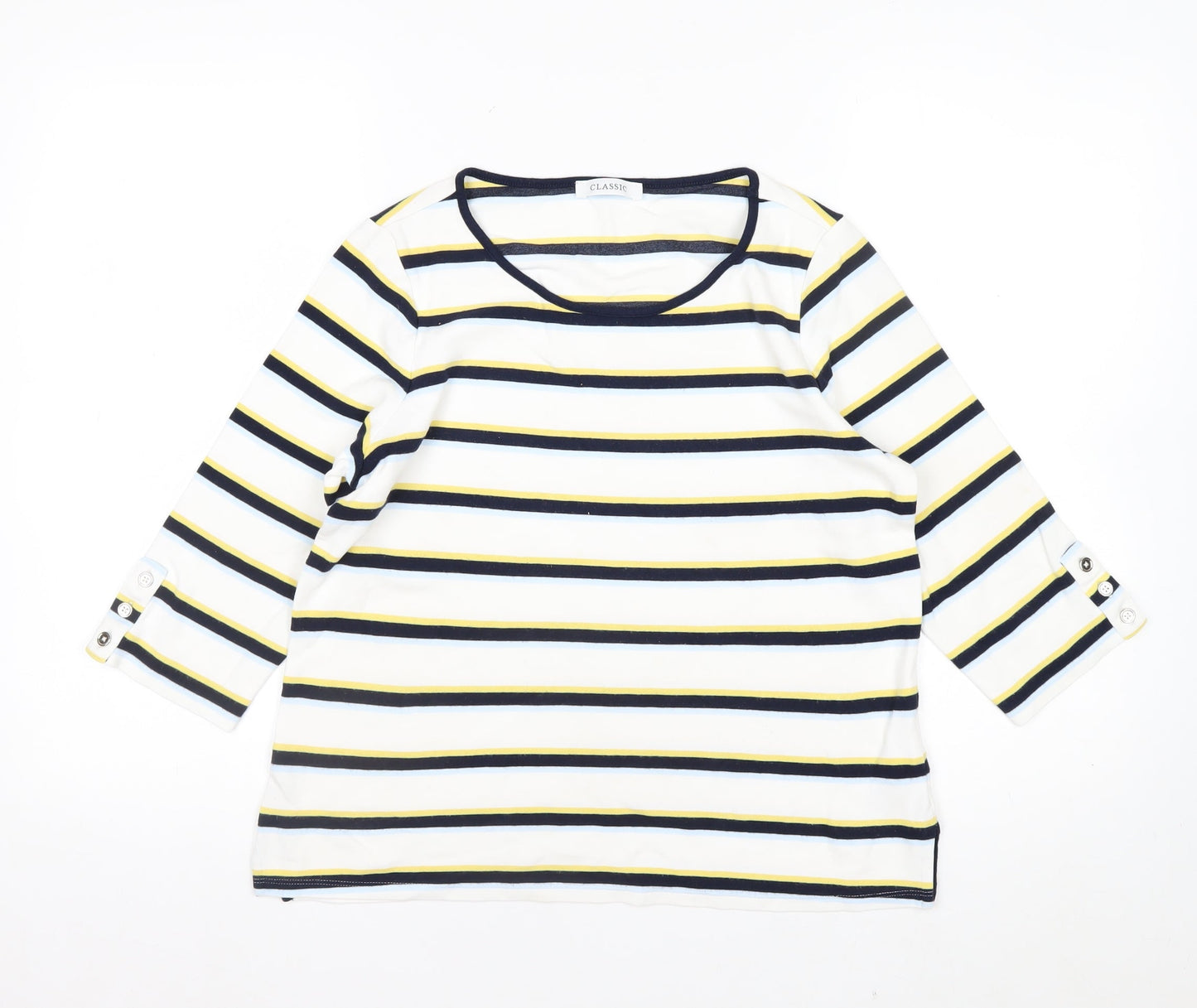 Marks and Spencer Womens Multicoloured Striped 3/4 Sleeve Jersey Top Size 14