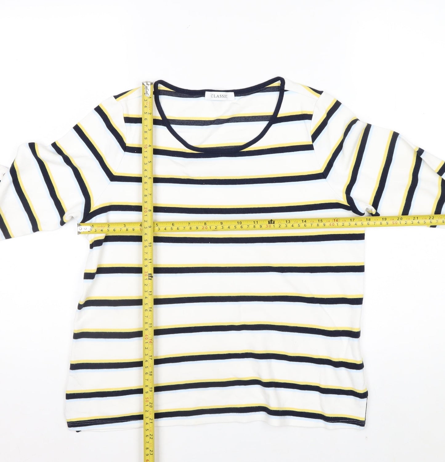 Marks and Spencer Womens Multicoloured Striped 3/4 Sleeve Jersey Top Size 14