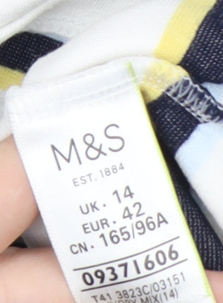 Marks and Spencer Womens Multicoloured Striped 3/4 Sleeve Jersey Top Size 14