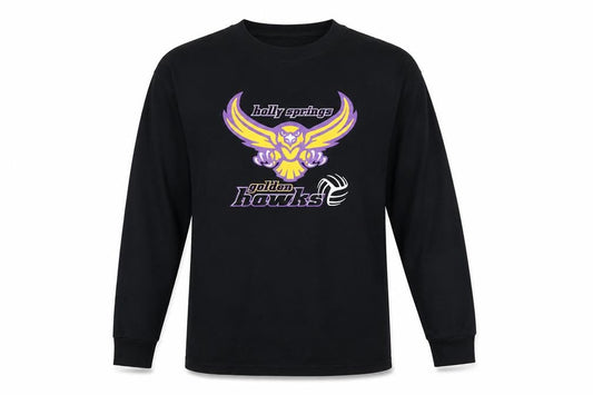 Fruit of the Loom Mens Black Long Sleeve Graphic Sports T-Shirt Size M
