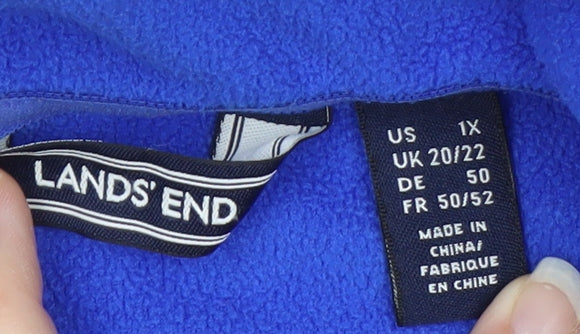 Lands' End Men's Blue Fleece Full Zip Jacket 2XL Regular Fit