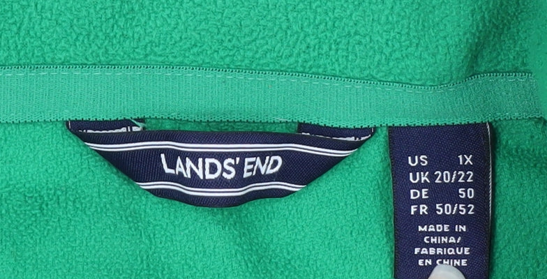 Lands' End Women's Green Fleece Full Zip Jacket Size 20 Plus