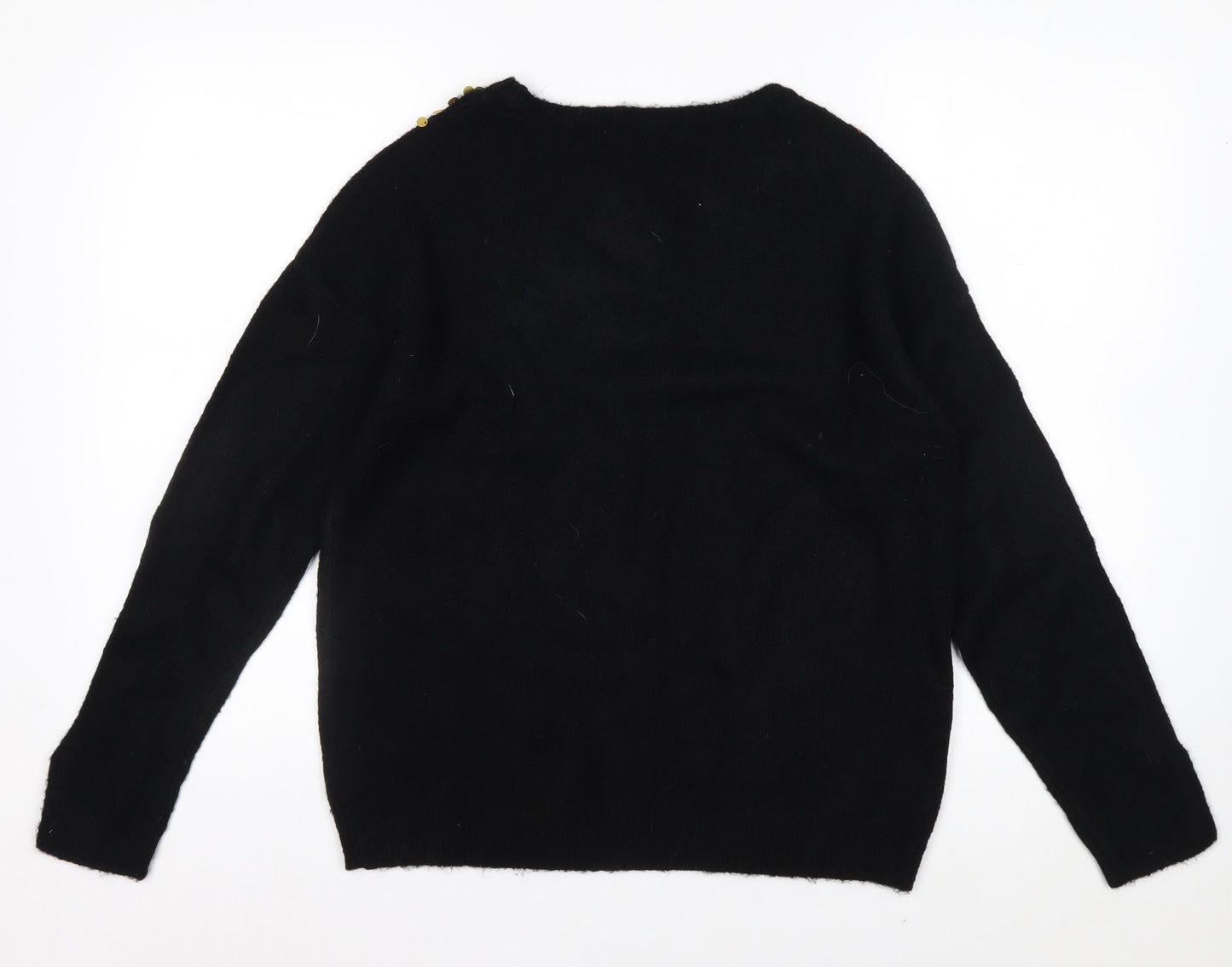 Blancheporte Womens Black Sequin Crew Neck Long Sleeve Jumper Size 12