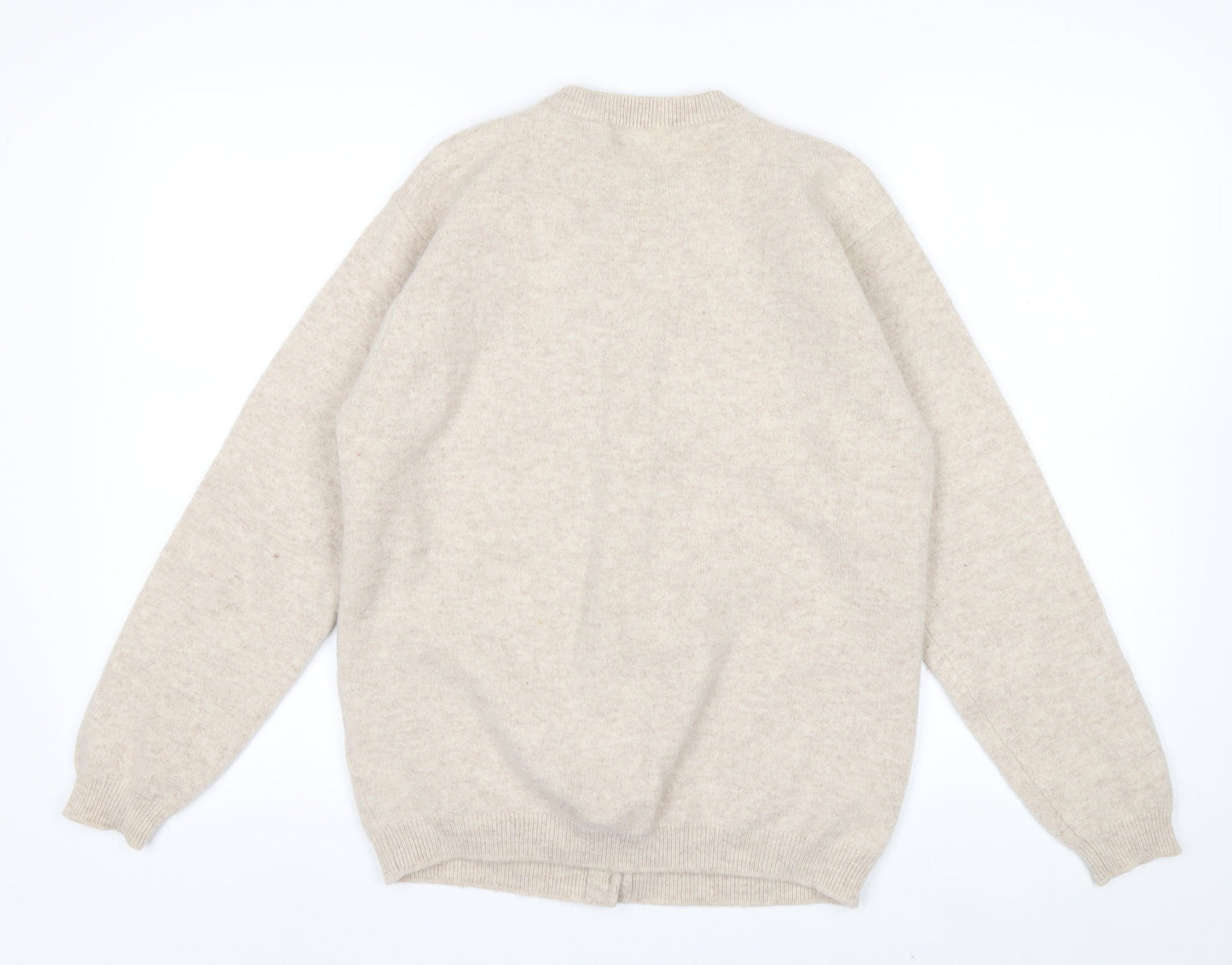 Country Collection Women's Beige Wool Cardigan L Cable Knit