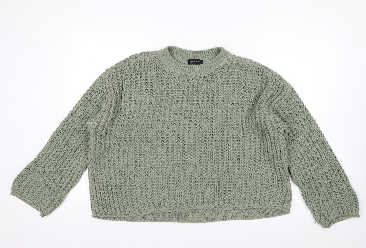New Look Women's Green Chunky Knit Relaxed Pullover Jumper Size S