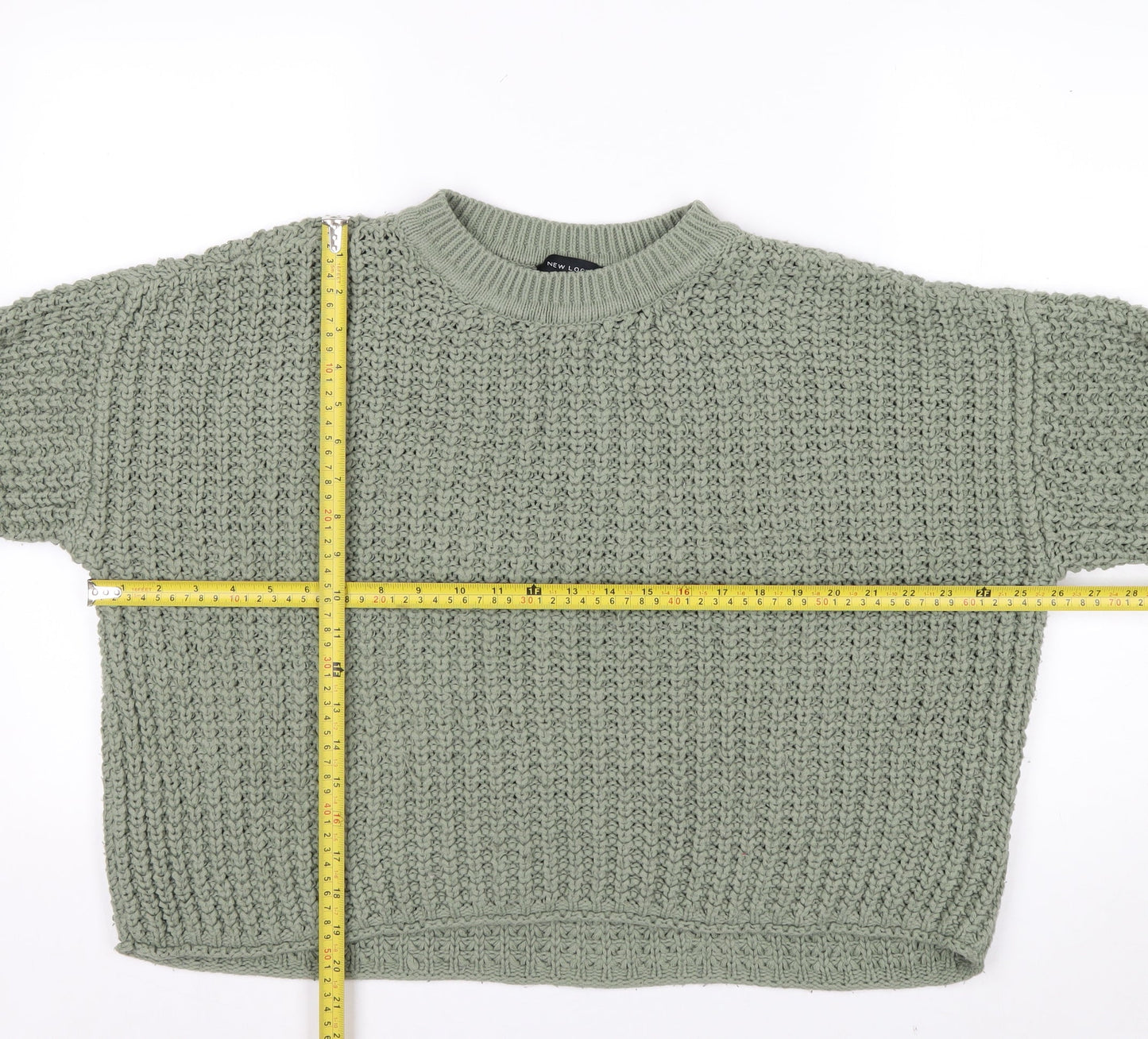 New Look Women's Green Chunky Knit Relaxed Pullover Jumper Size S