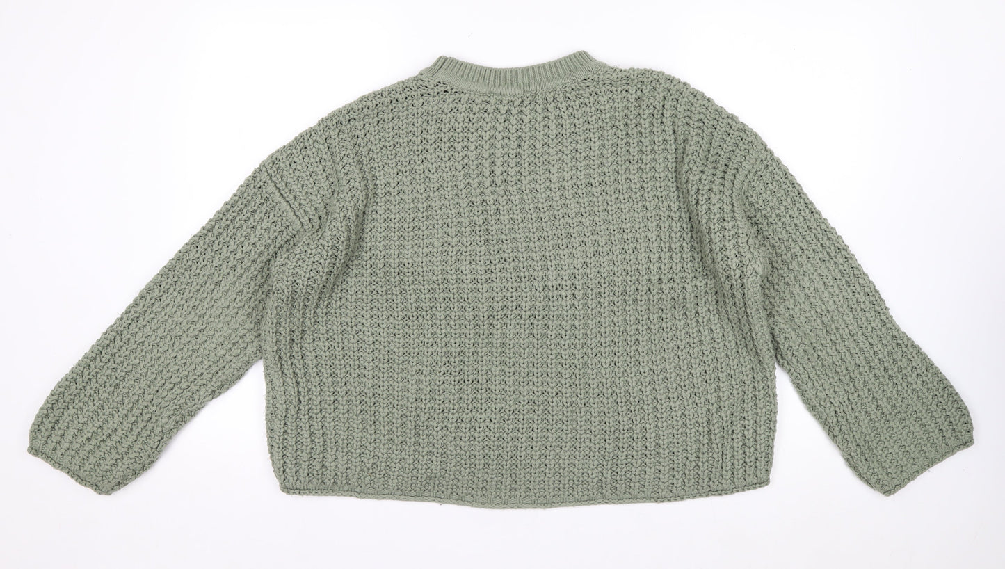 New Look Women's Green Chunky Knit Relaxed Pullover Jumper Size S