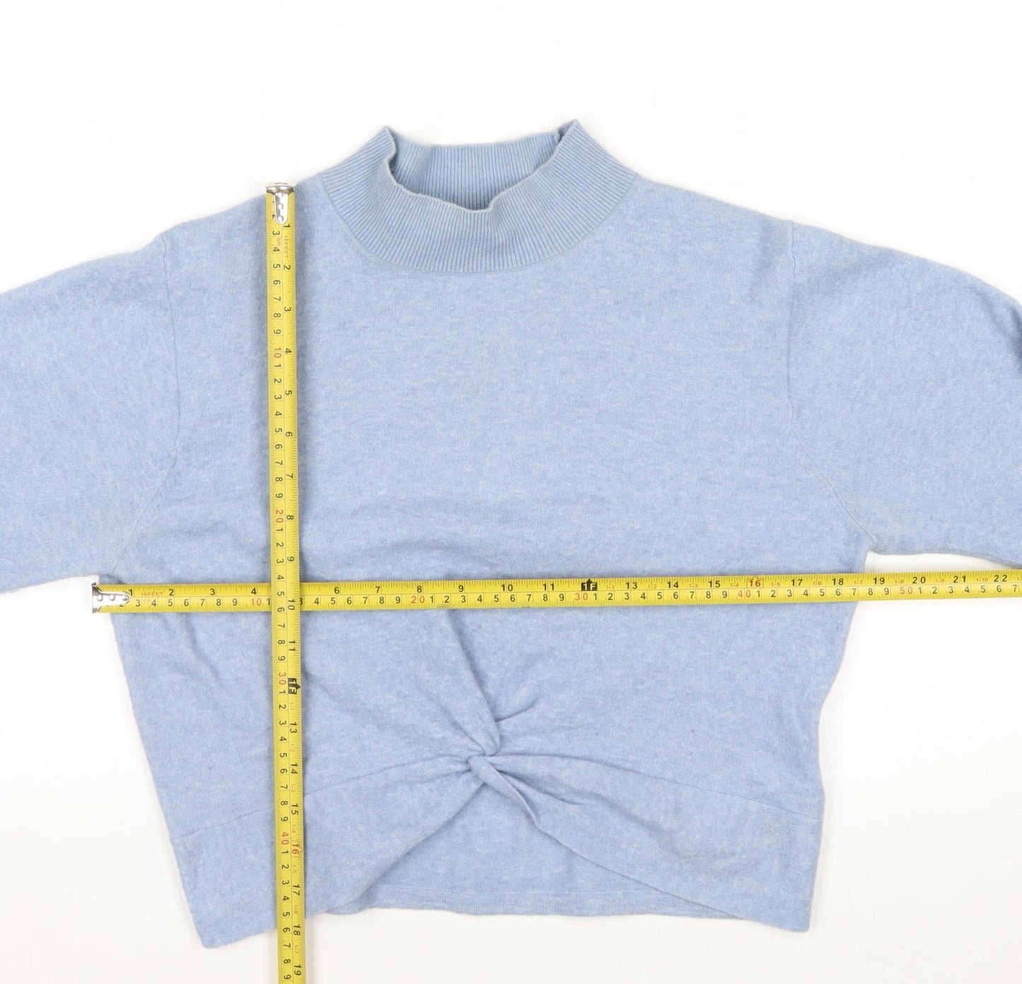 & Other Stories Women Blue Wool Blend Mock Neck Twist Knit Jumper Size 10