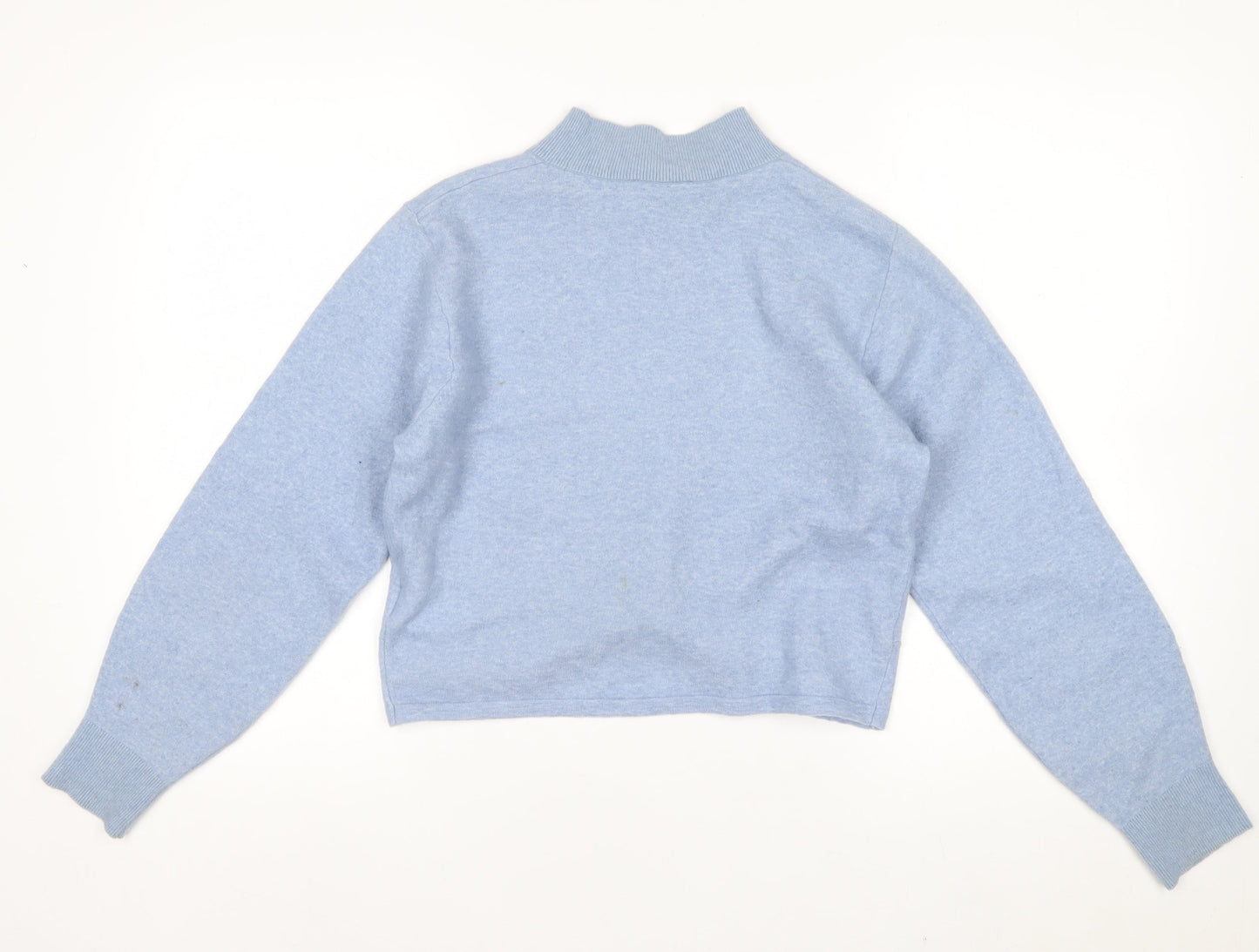 & Other Stories Women Blue Wool Blend Mock Neck Twist Knit Jumper Size 10