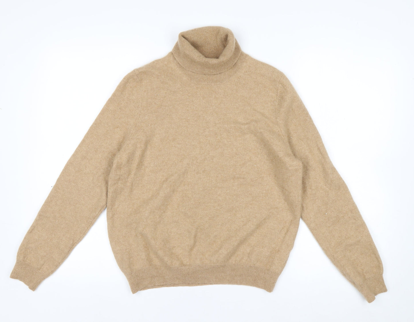 Marks and Spencer Women Beige Roll Neck 100% Cashmere Jumper Size 16