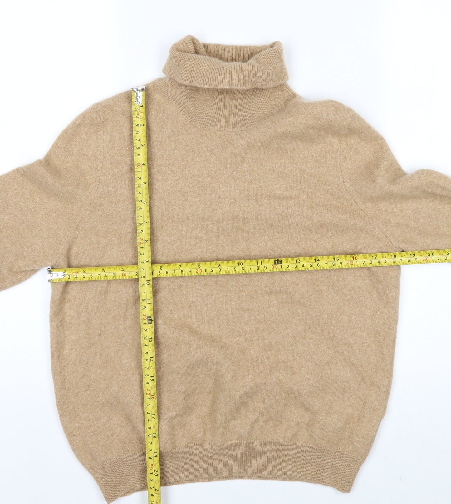 Marks and Spencer Women Beige Roll Neck 100% Cashmere Jumper Size 16
