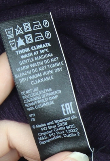 Marks and Spencer Women Purple 100% Cashmere Crew Neck Jumper Size 10