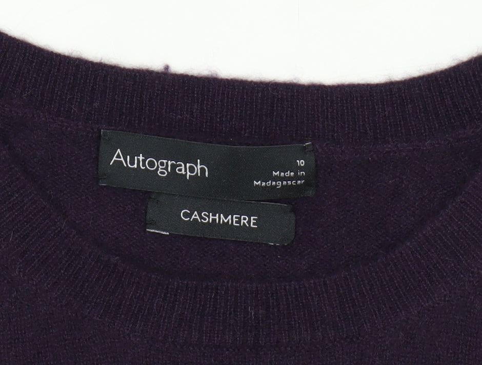 Marks and Spencer Women Purple 100% Cashmere Crew Neck Jumper Size 10