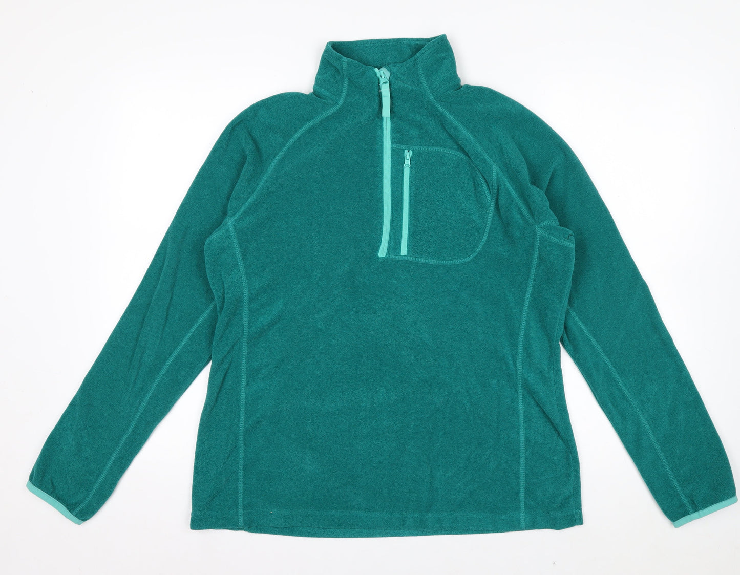 Mountain Warehouse Women Green Fleece 1/2 Zip Pullover UK 14