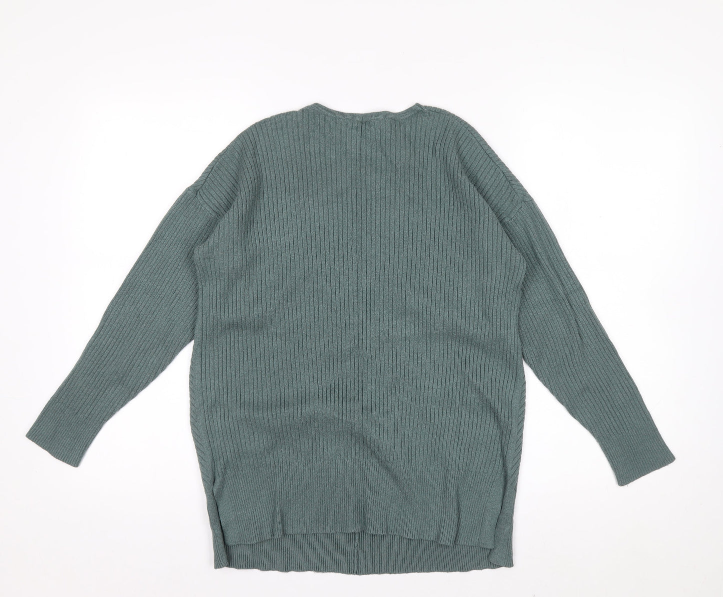 Nutmeg Women Green V-Neck Long Sleeve Pullover Jumper Size 10
