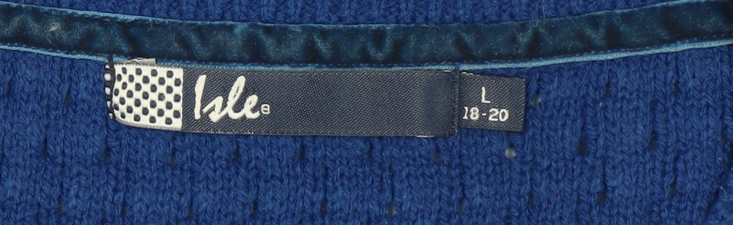 Isle Women Blue Acrylic Cable-Knit Jumper Size 18-20