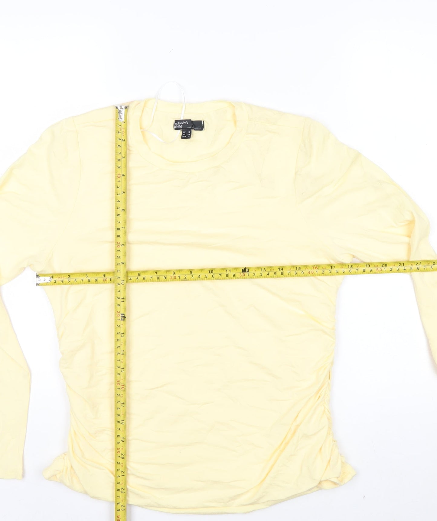 Nobody's Child Women's Yellow Long Sleeve Viscose T-Shirt Size 16
