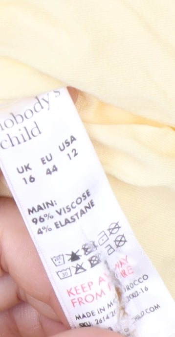 Nobody's Child Women's Yellow Long Sleeve Viscose T-Shirt Size 16