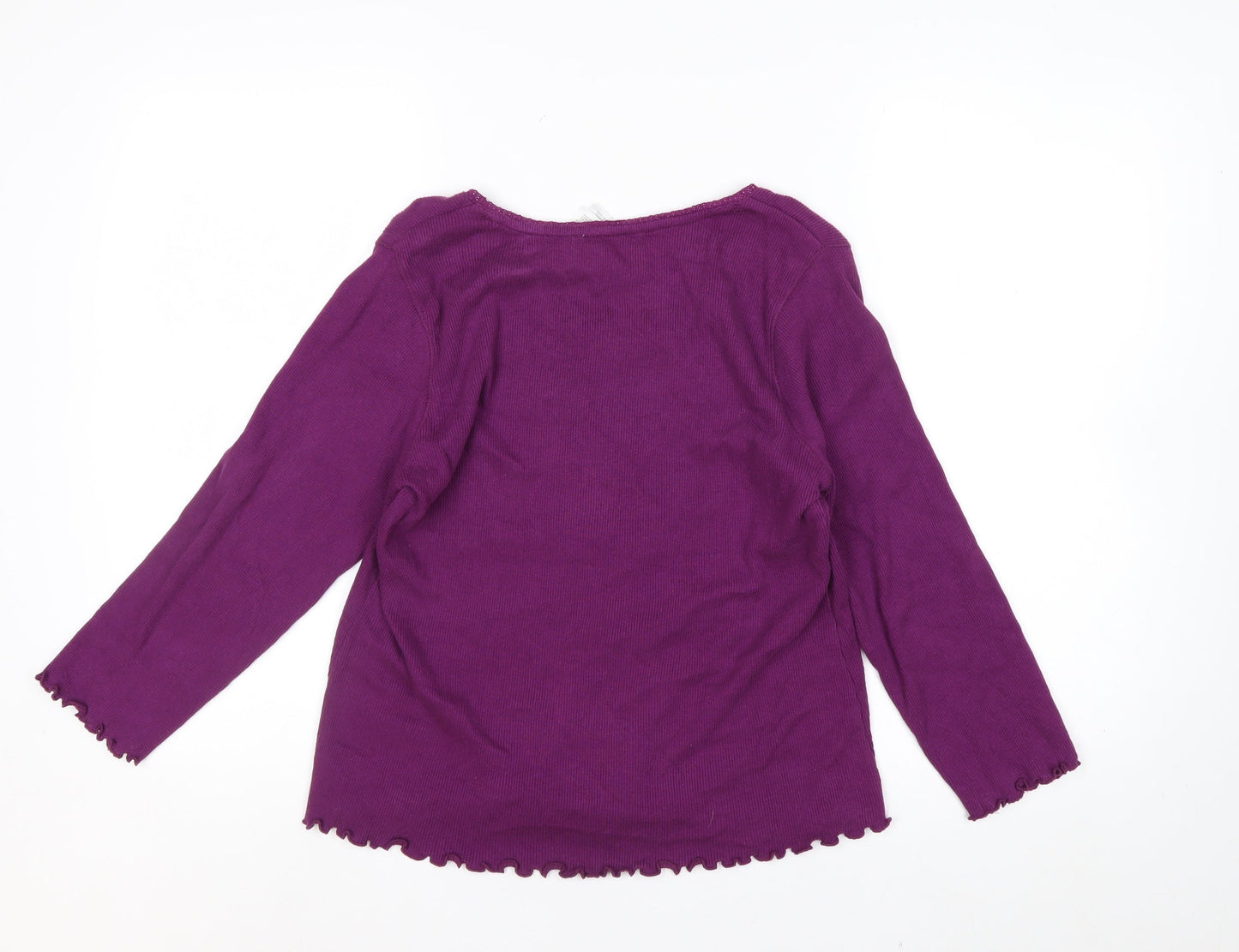 Liz Claiborne Women Purple Petite M Cotton Long Sleeve Blouse