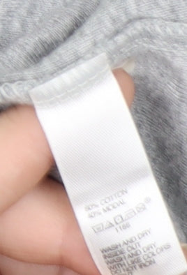 Gap Women's Grey and Green Boat Neck Long Sleeve T-Shirt XS