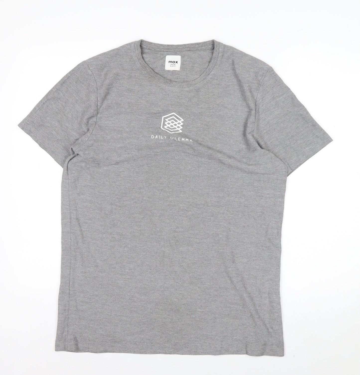Max Mens Grey Slim Fit Crew Neck Short Sleeve T-Shirt M
