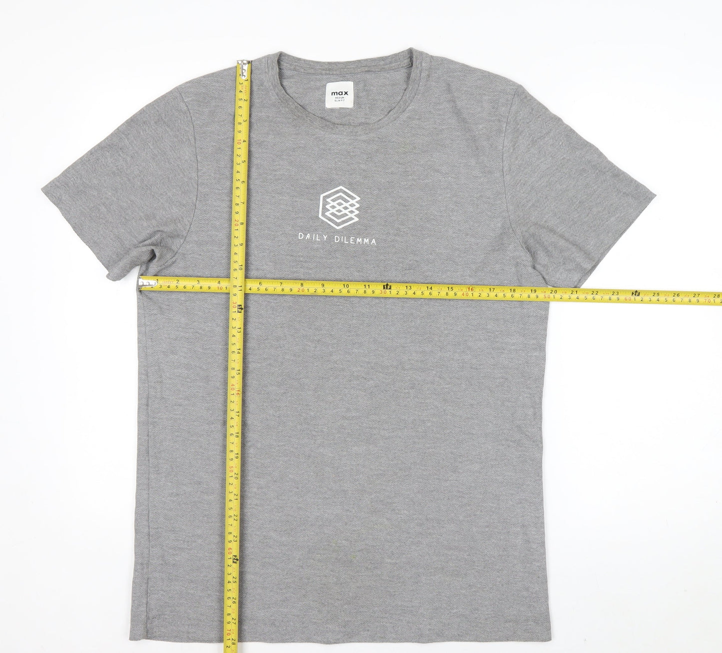 Max Mens Grey Slim Fit Crew Neck Short Sleeve T-Shirt M