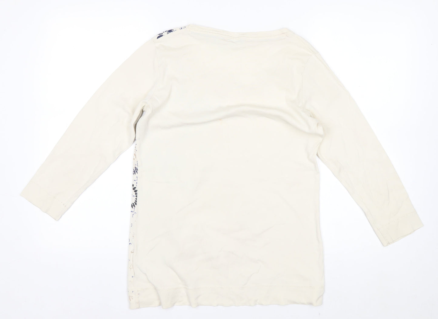 Marks and Spencer Women’s Ivory Floral Long Sleeve Cotton T-Shirt Size 16