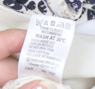 Marks and Spencer Women’s Ivory Floral Long Sleeve Cotton T-Shirt Size 16