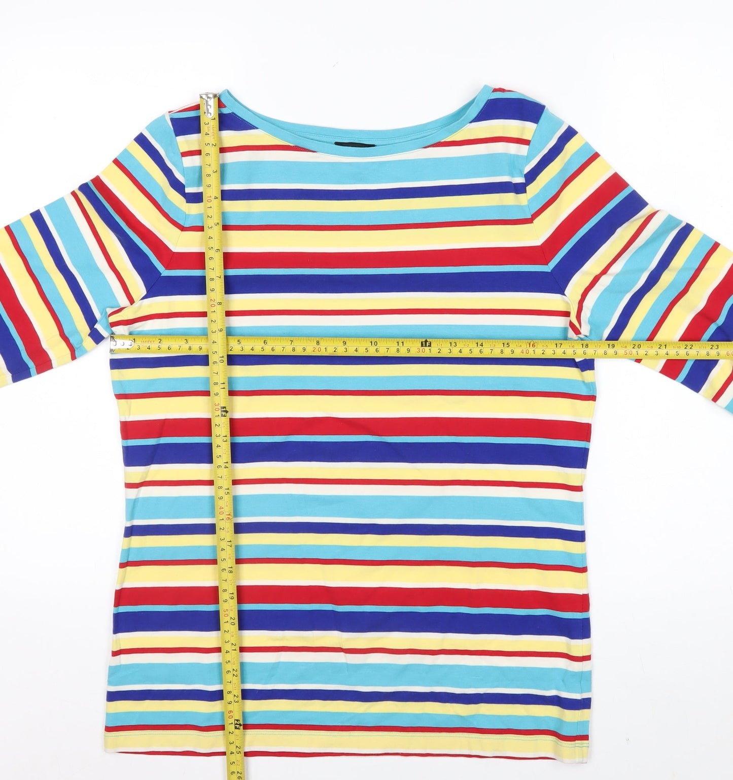 Talbots Women’s Multicoloured Striped Long Sleeve Boat Neck Jersey Top Size M