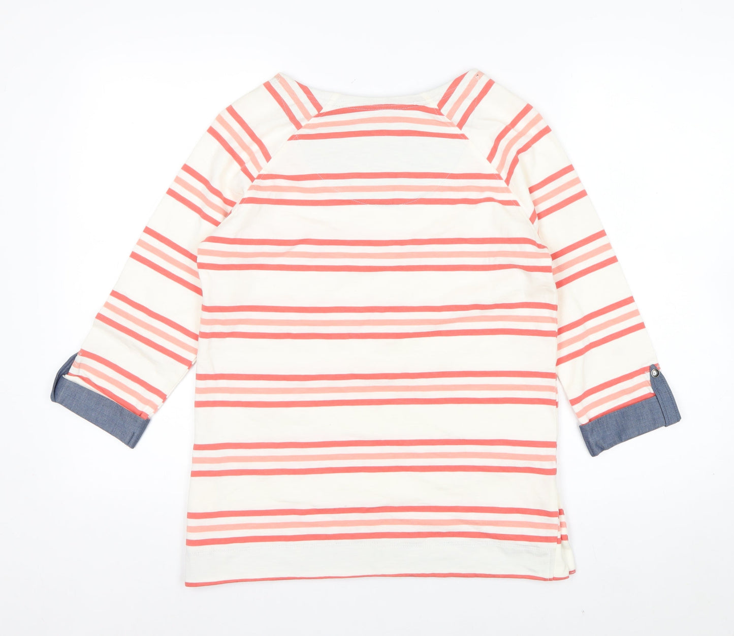 Next Women’s Multicoloured Striped 3/4 Sleeve Cotton T-Shirt Size 6
