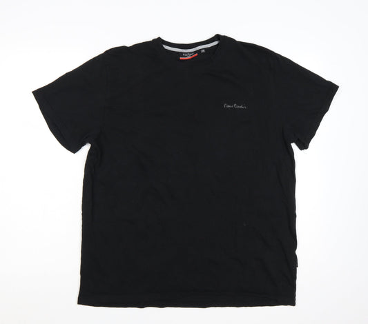 Pierre Cardin Men's Black Crew Neck Cotton T-Shirt XXL