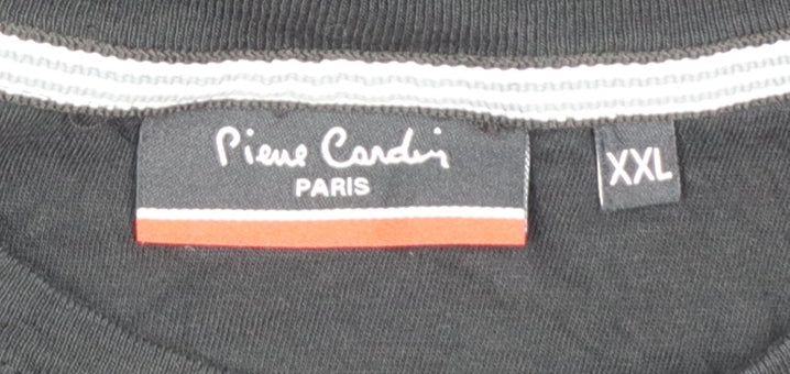 Pierre Cardin Men's Black Crew Neck Cotton T-Shirt XXL
