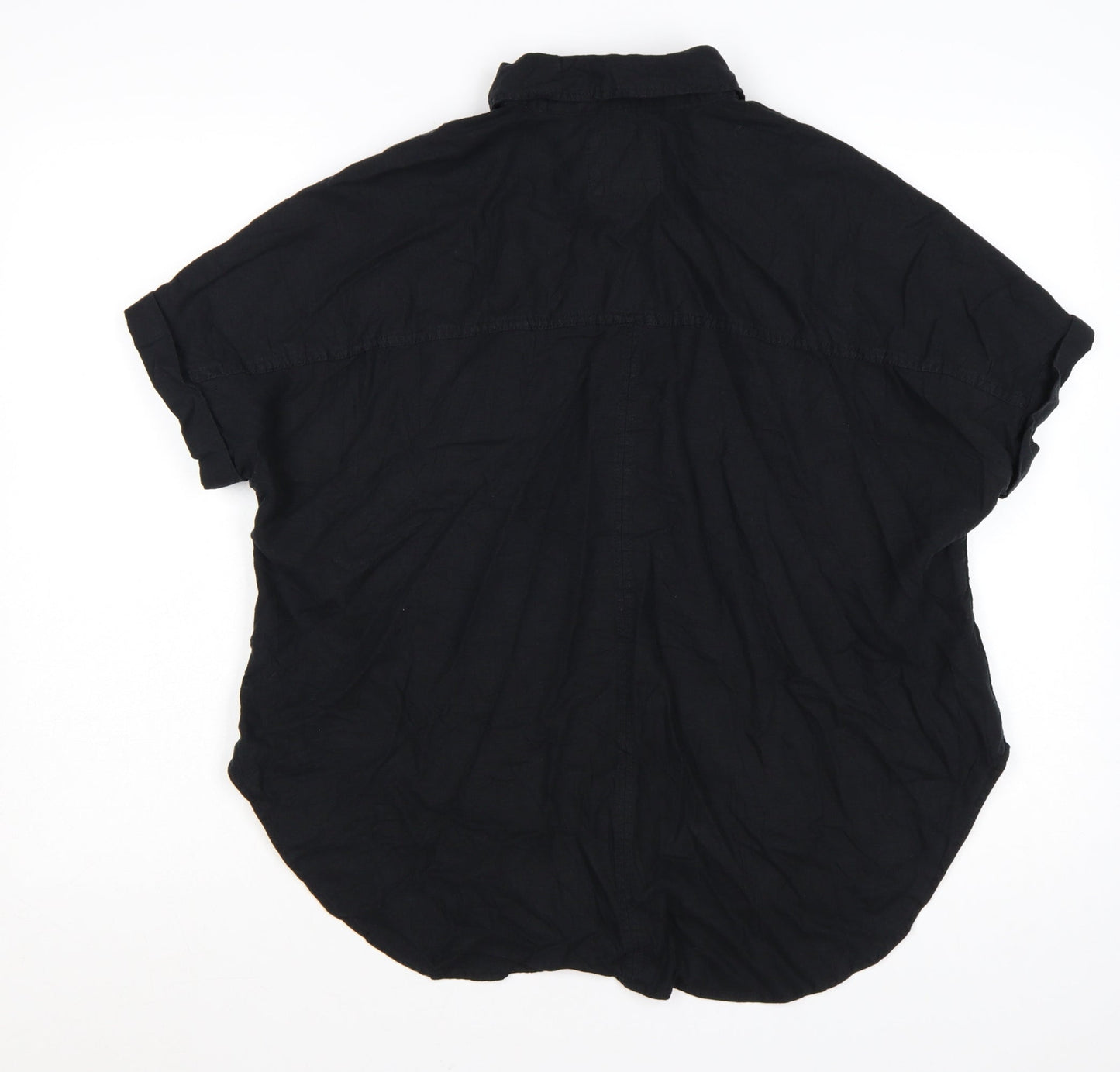 Marks and Spencer Women’s Black Linen Blend Button-Up Shirt Size 8