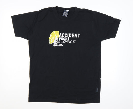 Trespass Men's Black Graphic T-Shirt L Polyester Cotton Crew Neck