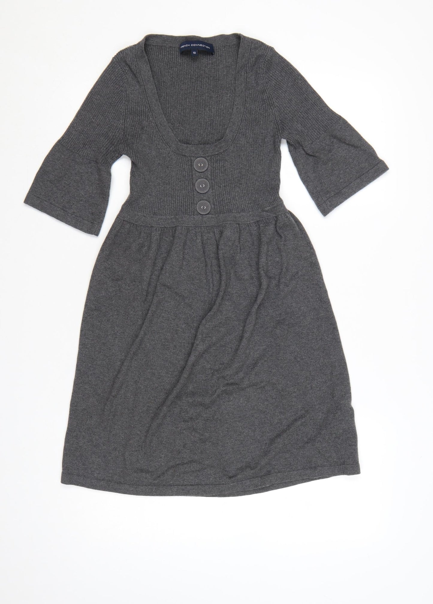 French Connection Women’s Grey Knit Fit & Flare Dress Size 10