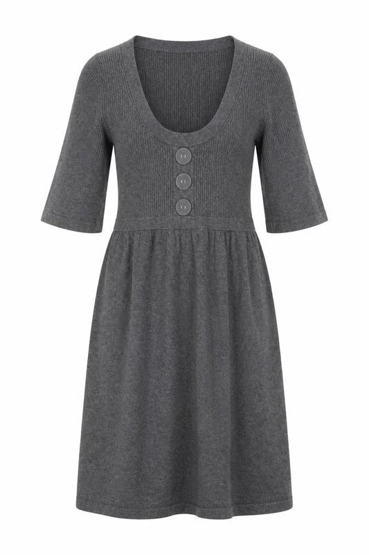 French Connection Women’s Grey Knit Fit & Flare Dress Size 10