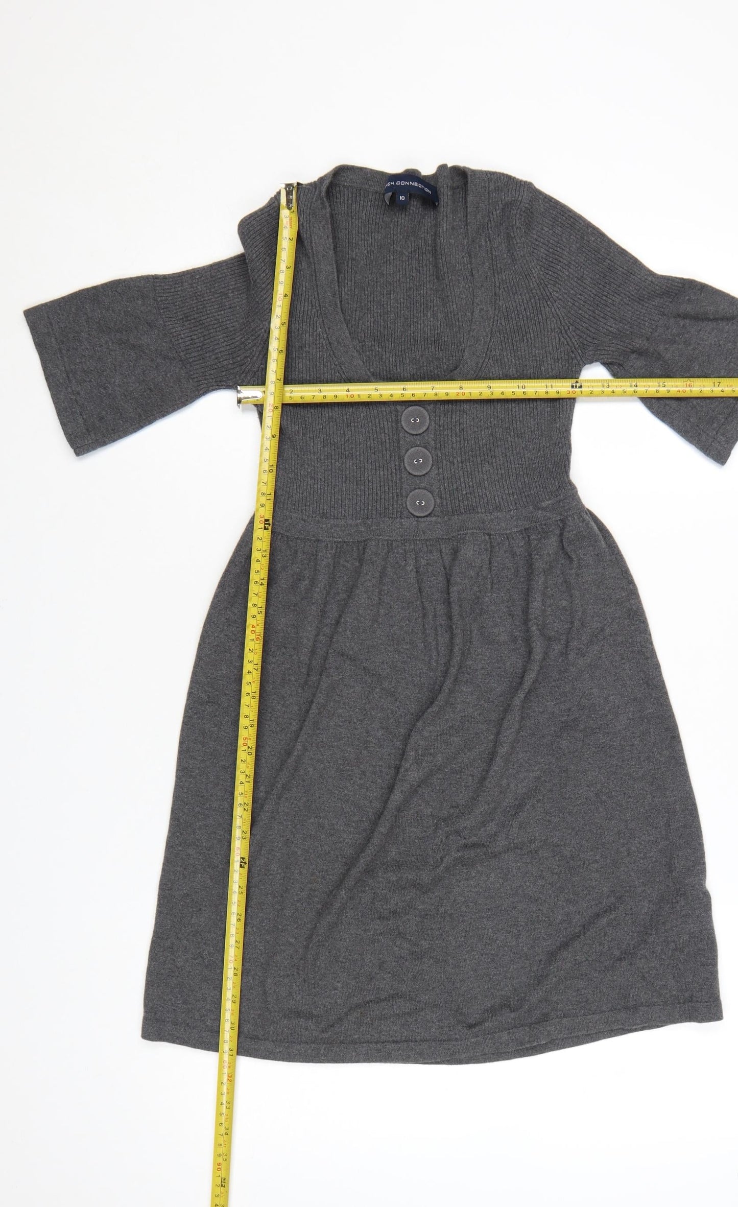 French Connection Women’s Grey Knit Fit & Flare Dress Size 10
