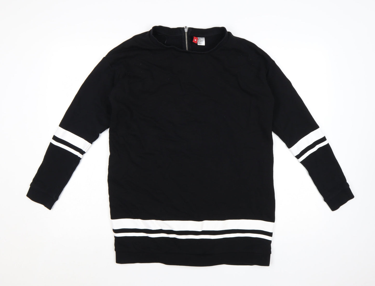 H&M Divided Womens Black White Long Sleeve Pullover Sweatshirt S