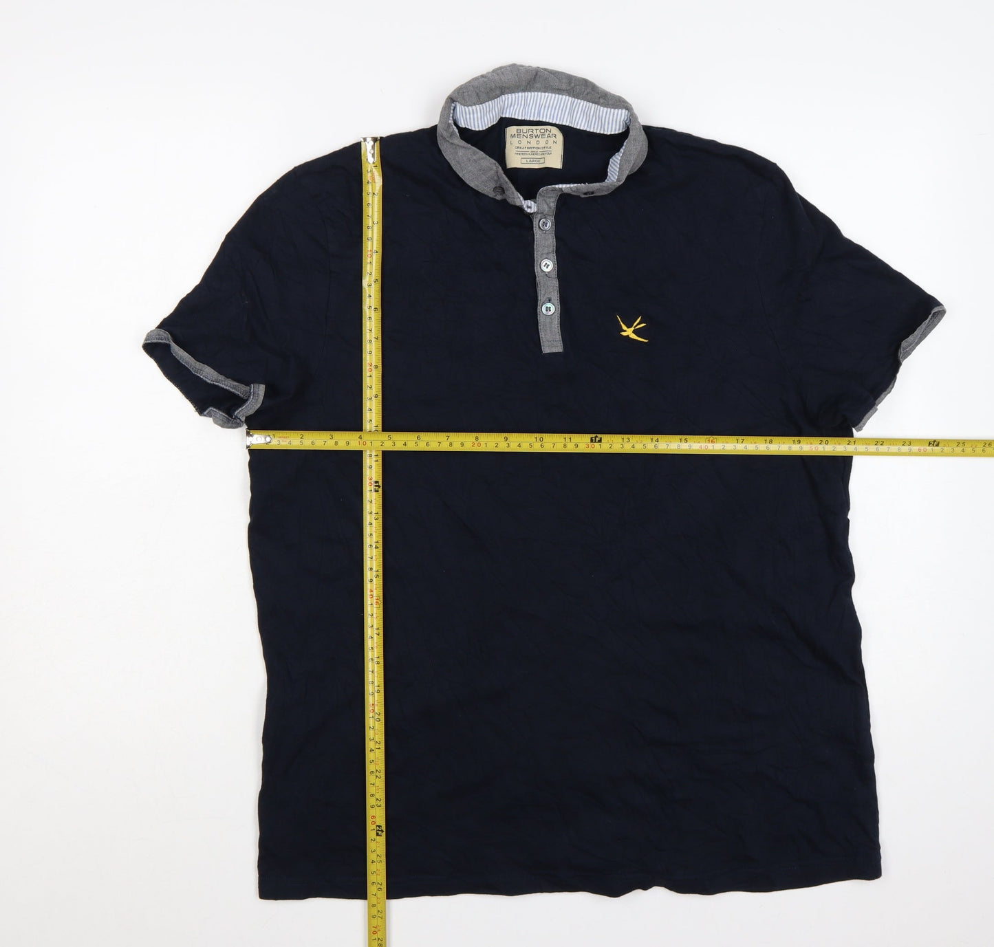 Burton Menswear London Men's Blue Cotton Polo Shirt Large