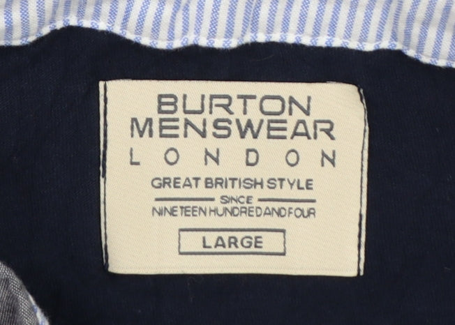 Burton Menswear London Men's Blue Cotton Polo Shirt Large