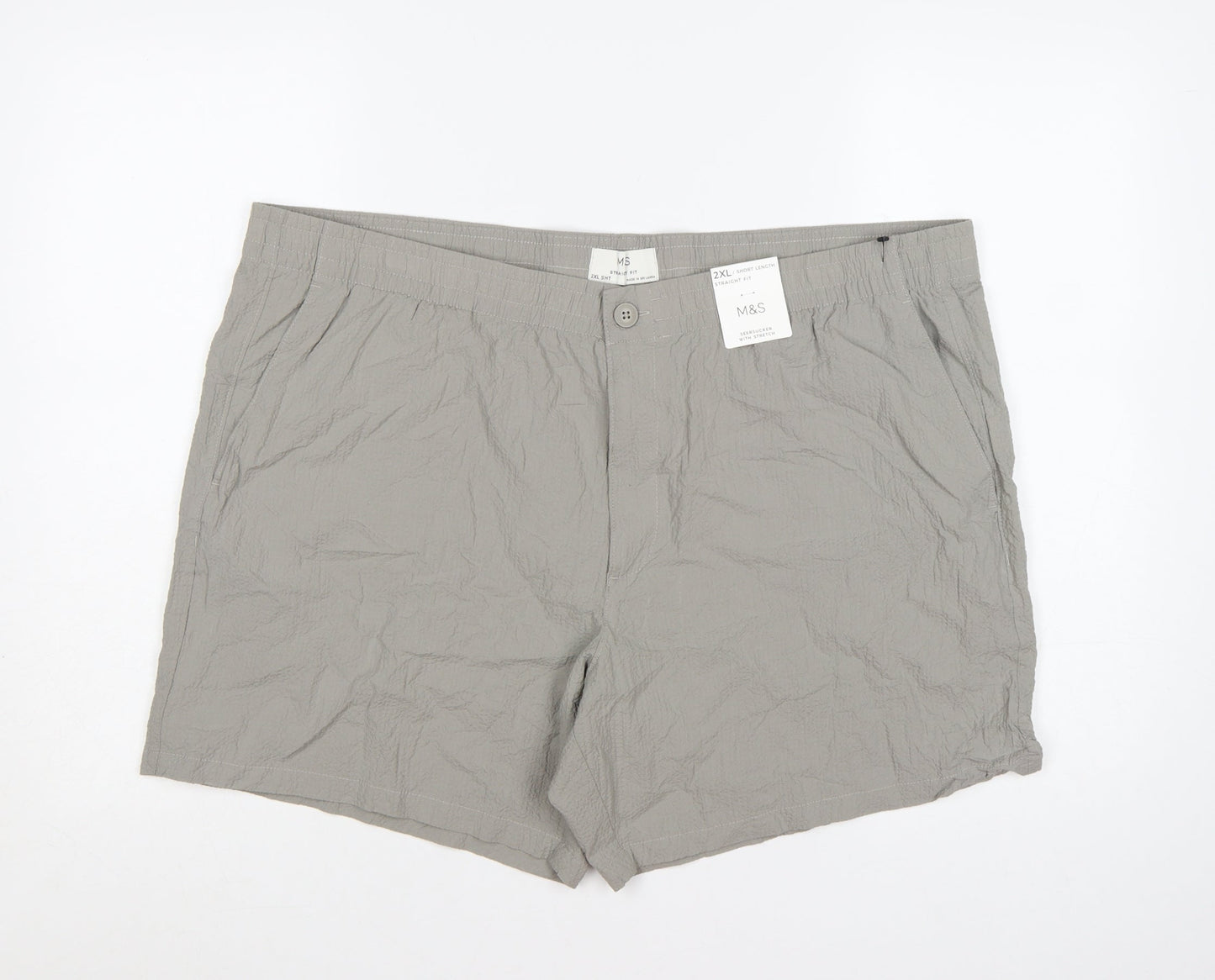 Marks and Spencer Men’s Grey Cotton Stretch Shorts 2XL Regular Fit
