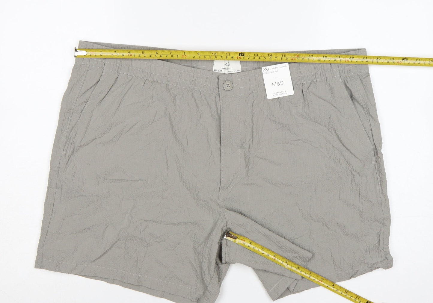 Marks and Spencer Men’s Grey Cotton Stretch Shorts 2XL Regular Fit