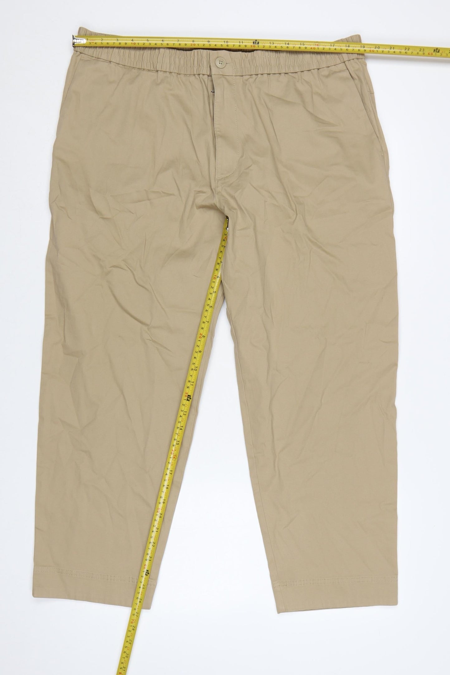 Marks and Spencer Womens Beige XL Cropped Trousers with Elastic Waist
