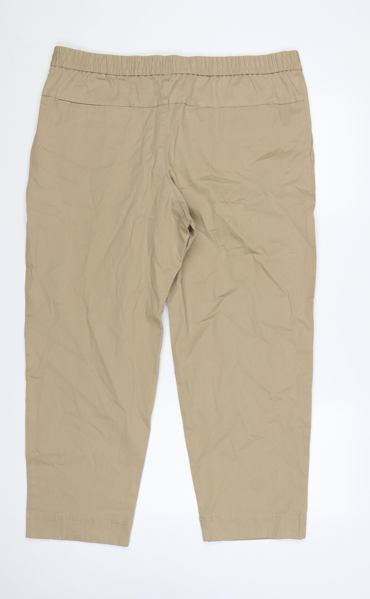 Marks and Spencer Womens Beige XL Cropped Trousers with Elastic Waist