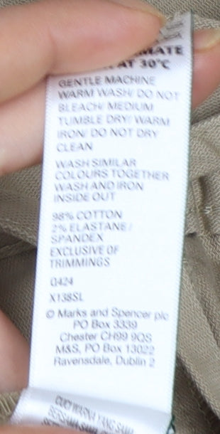 Marks and Spencer Womens Beige XL Cropped Trousers with Elastic Waist